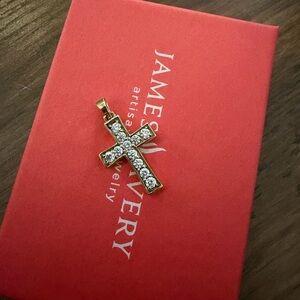 James Avery Plain Latin Cross Pendant with Diamonds 18k gold